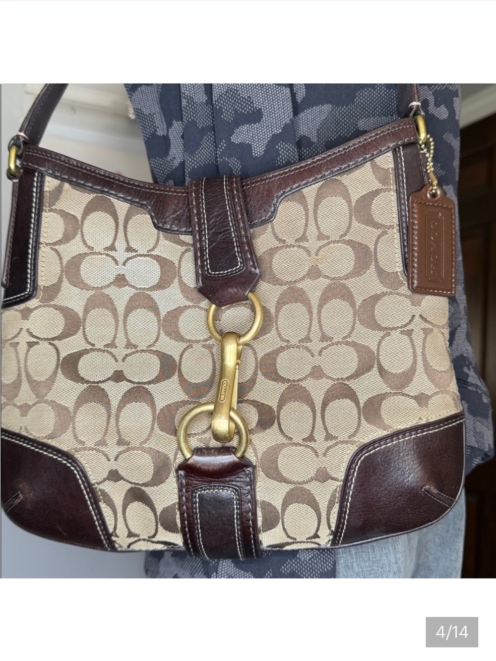 Coach Signature Canvas Shoulder Bag in Khaki/Brown sale moving price firm